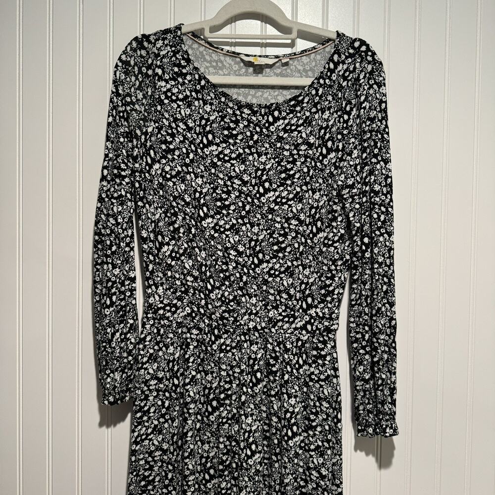 Boden Evelyn Jersey Knit Midi Dress Black White Floral Size 6 Petite - Picture 3 of 8